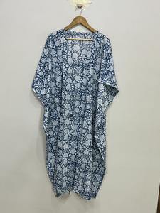 Caftán Corto de Seda Pura, Talla Única, Holgado y Cómodo para Cualquier Talla, Aproximadamente 47 Pulgadas, Proveedor de la India - Product Image 6