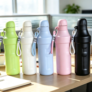 Bouteille d'eau isotherme octogonale de 500 ml en acier inoxydable 304 avec couvercle en PP et cordon de transport, gobelet isotherme portable, logo personnalisé - Product Image 1