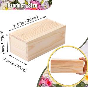 Caja de madera sin terminar con tapa deslizante, cajas de almacenamiento de madera pequeñas, Cajas de Regalo vacías, caja de lápices para proyectos de manualidades - Product Image 4