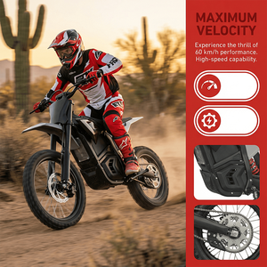 Vélo électrique tout-terrain robuste avec frein hydraulique sans balais 3000W, pneus larges 14x12 pouces, 60V 20Ah, trois vitesses, étanche - Product Image 1