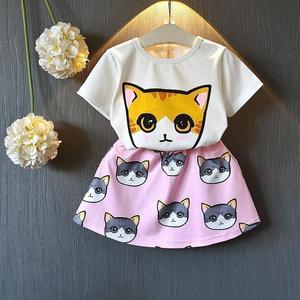 Nouveauté : Ensemble court imprimé chat pour filles, articles à succès rapides pour enfants, livraison directe depuis le marché chinois - Product Image 1