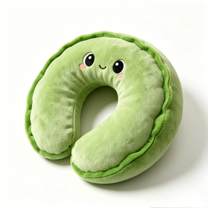 Almohada de Viaje en Forma de Guisante Personalizada, Linda Almohada de Viaje de Felpa Verde en Forma de Guisante - Product Image 3