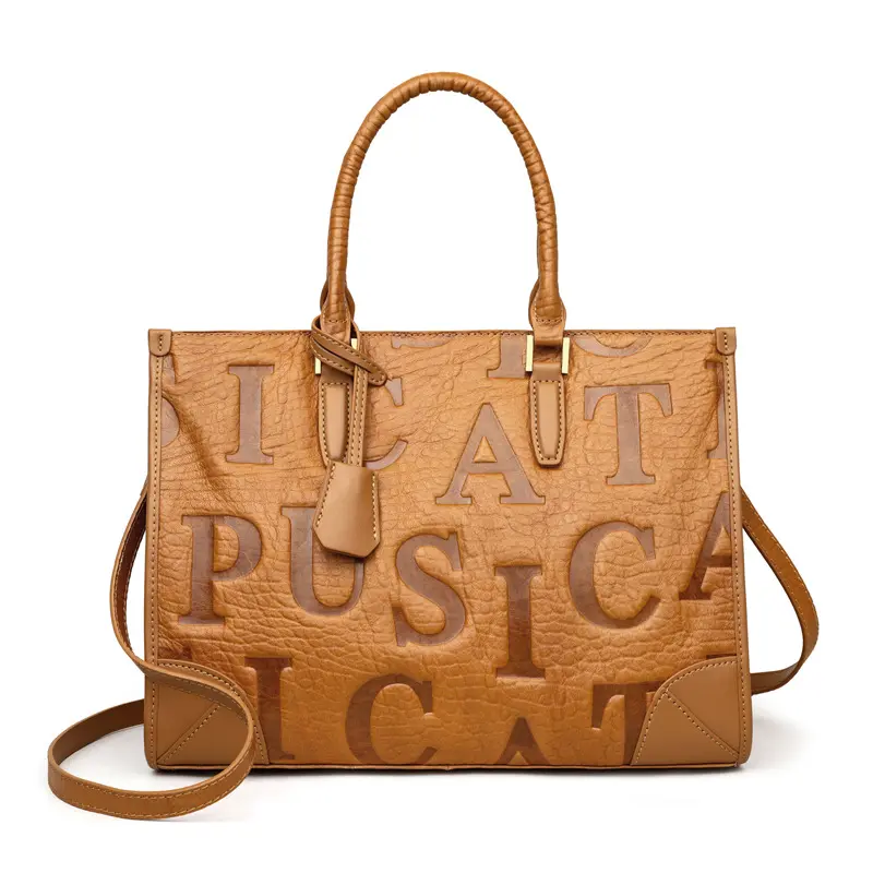 High-quality manufacturer's new high-end fashion letter embossed handbag genuine leather women's bag