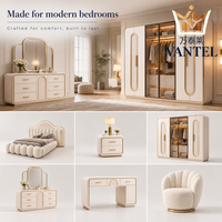 Ensemble de meubles de chambre à coucher pour villa moderne, lit capitonné sur mesure, armoire, coiffeuse et table de chevet pour maisons de luxe