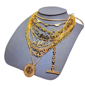 Collier de style hiphop de la Rome antique en plaqué or 18 carats à double chaîne pour maman, cadeau de mariage. - Product Image 5
