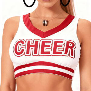 Cô gái tuổi teen đỏ trắng sexy Crop Top cheerleader thống nhất set-tùy chỉnh kích thước & tàu nhanh - Product Image 2