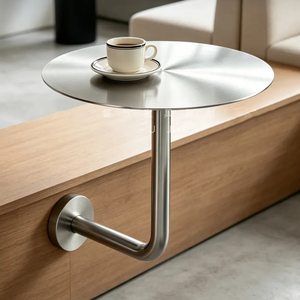 <span class=keywords><strong>Tavolo</strong></span> Rotondo Industriale in Acciaio Inox <span class=keywords><strong>da</strong></span> <span class=keywords><strong>Parete</strong></span> per Caffetterie, Bar, Hotel, Ristoranti, Sale <span class=keywords><strong>da</strong></span> Pranzo, Giardini e Esterni - Product Image 1