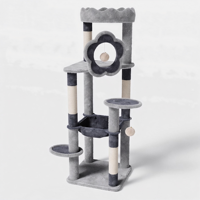 Grande maison pour chat de luxe vert forêt, tour à chat à 6 niveaux, poteaux en sisal naturel, balles interactives, carton en peluche pour chats d'intérieur