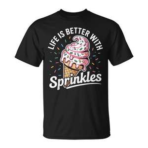 La vie est meilleure avec des paillettes, t-shirt pour les amateurs de crème glacée sucrée - Product Image 1