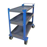 Chariot à outils professionnel bleu en acier à 3 étagères avec roues, chariot à outils OEM, boîte de rangement industrielle