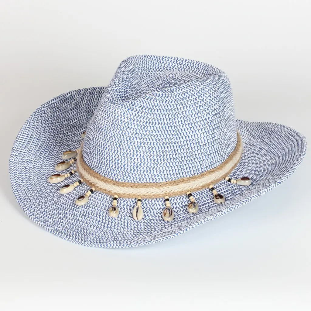 قبعة قصبة الشاطئ المزخرفة بالطبقة الخارجية الموضة الجديدة بسعر الجملة قبعات باناما كاوبوي للنساء