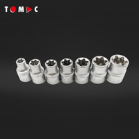 Jeu de douilles à cliquet multi-tailles TOMAC Professional 3/8" (E8-E18) en acier chromé pour adaptateur de clé à douille universelle, outil à main