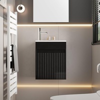Petit cabinet de toilette flottant moderne mural noir de 16 pouces