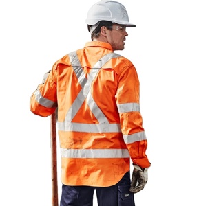 Chất lượng cao UPF50 + 145gsm 100% Cotton Cam Hi VIS <span class=keywords><strong>NSW</strong></span> đường sắt compliant x trở lại ghi âm an toàn của nam giới áo sơ mi - Product Image 3