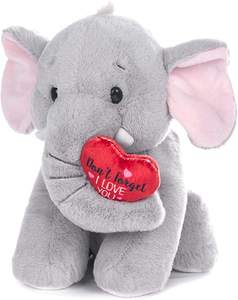 Elefante de Peluche Suave con Corazón Rojo, Peluche Personalizado de 8'' con la Frase 'Te Amo', Elefante de Peluche Gris para Regalo de San Valentín - Product Image 1