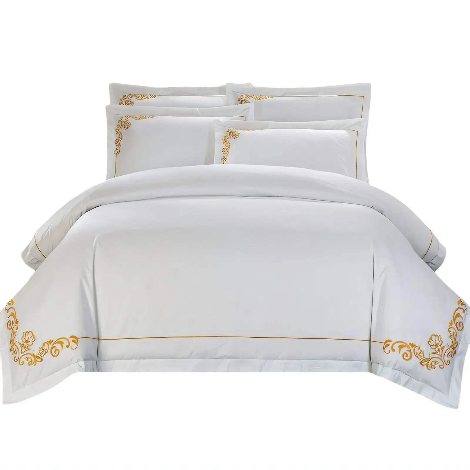 Percale Bộ Ga Trải Giường Khách Sạn Dubai Sang Trọng Bán Sỉ Bộ Ga Trải Giường Sọc Satin Cotton Ai Cập Bộ Ga Trải Giường Vỏ Chăn 100% Cotton