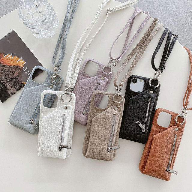 Crossbody PU Leather Mobile Phone Case Cover with Shoulder Strap Cell Phone Case with Card Holder
