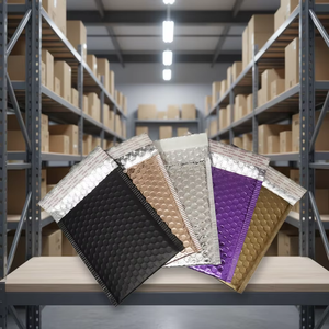 Sobre de Plástico de Burbujas Azul Metálico Reciclable y Ecológico con Logotipo Personalizado, Tamaño Pequeño, Embalaje Impermeable y Duradero - Product Image 1