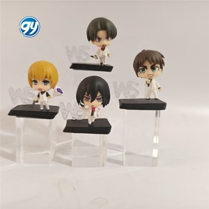 4 piezas Attack on Titan negro blanco vestido Levi Eren Mikasa caja ciega figura Anime Mini modelo coleccionable conjunto - Product Image 2