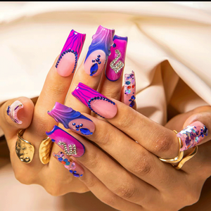 Muestras Gratis de Uñas Postizas Largas Cuadradas o Largas en Forma de Ataúd, Pintadas a Mano y Hechas a Mano, para Mujer - Product Image 6