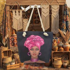 African Girls <b>Canvas</b> <b>Tote</b> Bags Large Capacity <b>Canvas</b> Shopping Bag Outdoor Travel Storage <b>Canvas</b> Handbag - Product Image 4