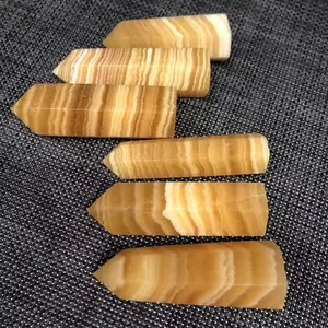 High Quality Crystal Point Wand Spiritual Decor Stone Natural Orange Calcite Crystal Towers For Home Decoration