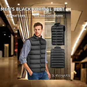 Chaleco de Traje Formal Negro para Hombre, Talla Grande, Cuello en V, Cierre de Cremallera, Tela Transpirable, Servicio OEM, Primavera/Otoño - Product Image 2