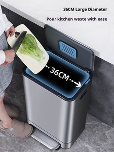 ELPHECO - Cubo de Basura Doméstico de Acero Inoxidable con Pedal, Modelo para Sala de Estar u Oficina, Tapa, Gran Capacidad, Tamaño Grande, Adecuado - Product Image 2