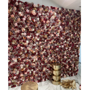 MoKtong Vampy Toile de fond murale florale rouge foncé 8ft x 8ft 5D avec roses en soie au toucher réel pour la décoration d'événements et de fêtes à thème spectaculaires - Product Image 2