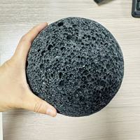 Deux seules sphères de roche volcanique poreuse sculptées de 6 pouces, thème Amour Hebei, décorées de pierres précieuses noires, pour aromathérapie et décoration intérieure