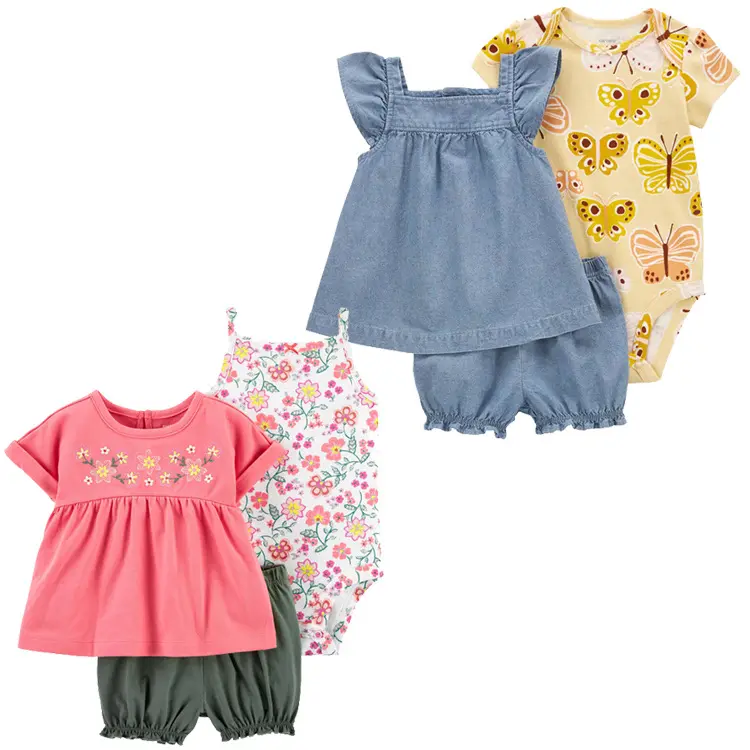 Ensembles de vêtements pour bébé 100% coton bébé filles body manches courtes bébé combinaison Onesies nouveau-né vêtements d'été