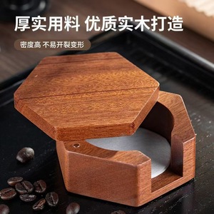 Wooden Coffee Filter <b>Paper</b> Storage Box Hexagonal Natural Wood Color <b>Kitchen</b> Organizer Space Saving - Product Image 3