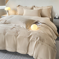 Ensemble de draps de luxe 100% coton à fibres longues brossées, 4 pièces, ultra doux, sans décoloration, sans peluches