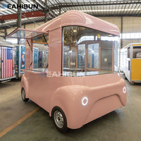 Unité Alimentaire Mobile Attrayante, Vendeur Alimentaire Mobile Compact, Charmant Chariot Alimentaire sur Roues, Mini Camion Alimentaire Rose, Remorque à Burgers