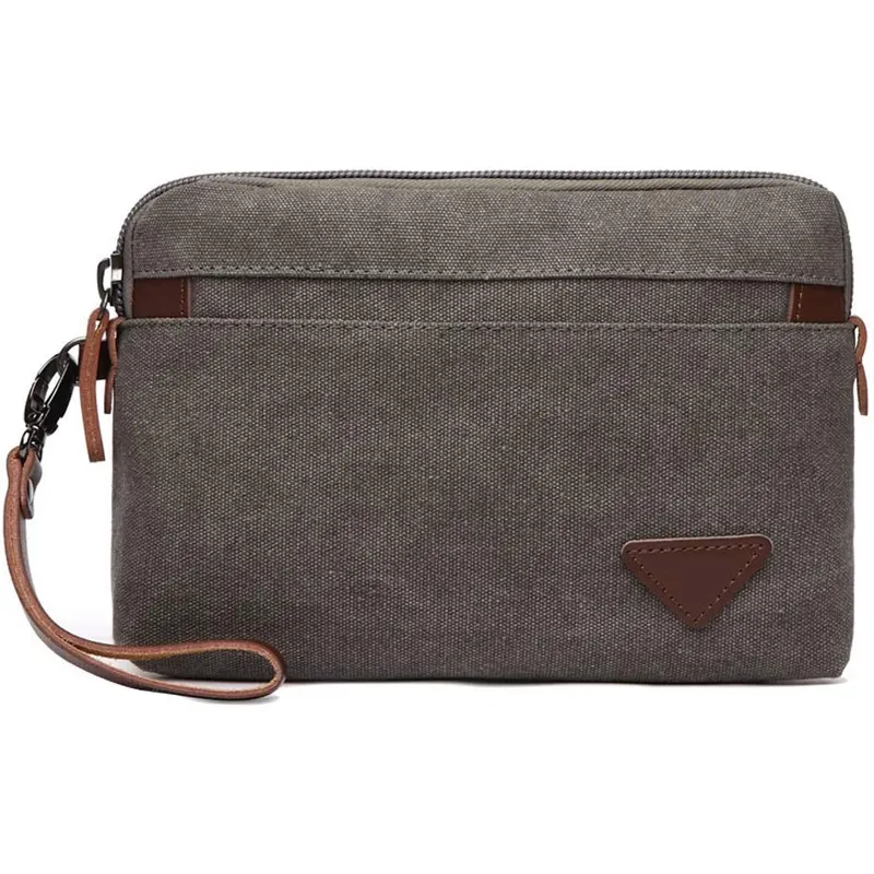 Wrist Handbag for Men Long Wallet Handbag Gent Pouch Bag with Hand Strap Purse Zipper Case for Card Coin Cash Phone