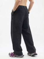 Pantalon de survêtement décontracté pour homme, taille haute élastique, coupe ample, jambe large, 100 % coton épais 380g, qualité supérieure