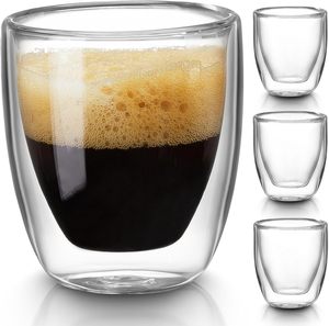 Set di Tazze da Espresso a Doppia Parete da 3 Once, Bicchieri Trasparenti per Caffè Espresso, Bicchierini Isolati a Doppia Parete - Product Image 1