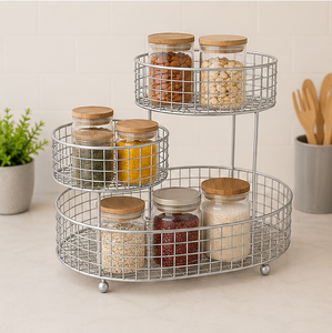 Panier de rangement en fil de fer, support métallique personnalisé pour fruits et légumes avec finition argentée, meilleur prix de vente - Product Image 2