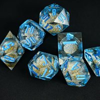 Ensemble de 7 dés polyédriques personnalisés à bords tranchants pour RPG, Dragon & Donjons, faits à la main en résine bicolore