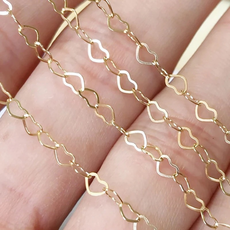 Цепочка с сердечками, 14 карат