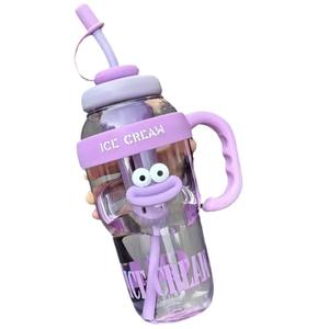 Taza de helado de gran capacidad, botella de agua de boca grande para niña de aspecto alto con colador de té de paja, taza de plástico de té perfumada - Product Image 5