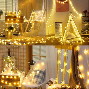 Luz <span class=keywords><strong>LED</strong></span> de Copo de Nieve con <span class=keywords><strong>Pilas</strong></span> AAA, Material Plástico, Colgante Decorativo para Ventana de Tienda, Pared, Cumpleaños, Navidad - Product Image 2