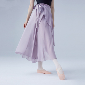 Gonna <span class=keywords><strong>da</strong></span> ballo per adulti a mezza lunghezza in chiffon sottile con allacciatura, per performance, con gonna <span class=keywords><strong>da</strong></span> insegnante allacciata, disponibile in magazzino - Product Image 3