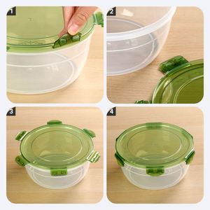 Round Food Grade Plastic Fresh Keeping <b>Box</b> Sealed <b>Lunch</b> <b>Box</b> Refrigerator Fruit Container Daily Kitchen Fresh Bowl - Product Image 4