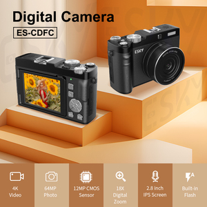 Appareil photo numérique rétro 4K pour la photographie Autofocus 64MP 18X Zoom numérique 2.8 ''180 ° Flip Screen Vlogging Video Compact Cameras - Product Image 3