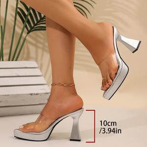 34 Sandales à talons hauts transparentes sexy pour femmes, nouvelle collection été, grandes tailles, élégantes, à bout pointu - Product Image 6