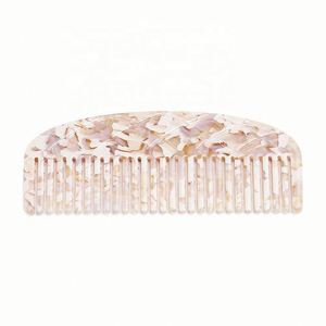Peine para el cabello desenredante Antiestático de ácido acético, cojín de mármol de leopardo portátil, peine de dientes anchos personalizado - Product Image 4