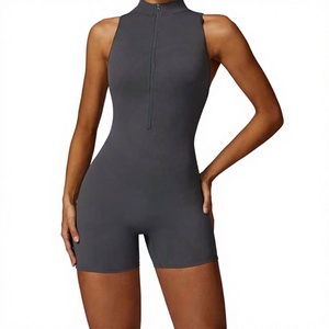 2026 New Arrival Solid Color High Elasticity Breathable Eco-Friendly Skinny Fit Casual Jumpsuit Fitness Sports Zipper Gym Suit - Product Image 1