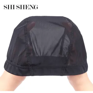 kadın s saç ağları Suppliers-SHI SHENG gerdirilebilir elastik Spandex siyah örgü kubbe peruk Caps peruk streç nefes peruk yapmak için S M L