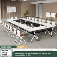 Table de conférence modulaire pliable et mobile HYZ-230X avec combinaison de chaises, design moderne, matériau MFC pour bureau et formation